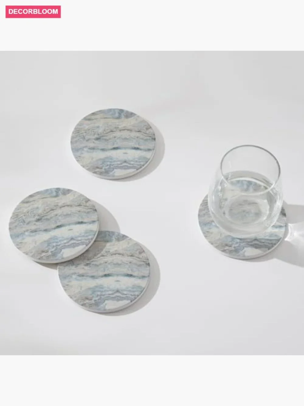 Set of 6 Absorbent Ceramic Coasters with Holder & Cork Backing